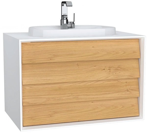 Vitra Frame 62295 Lavabo Dolabı 80 Cm,Çift Çekmeceli,Tezgahüstü Lavabolu,Mat Soft Beyaz.